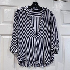 Zara Oversized Navy Striped Shirt (Retail: $50)